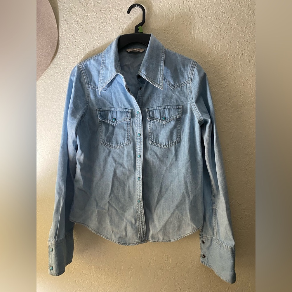 Western denim long sleeve top